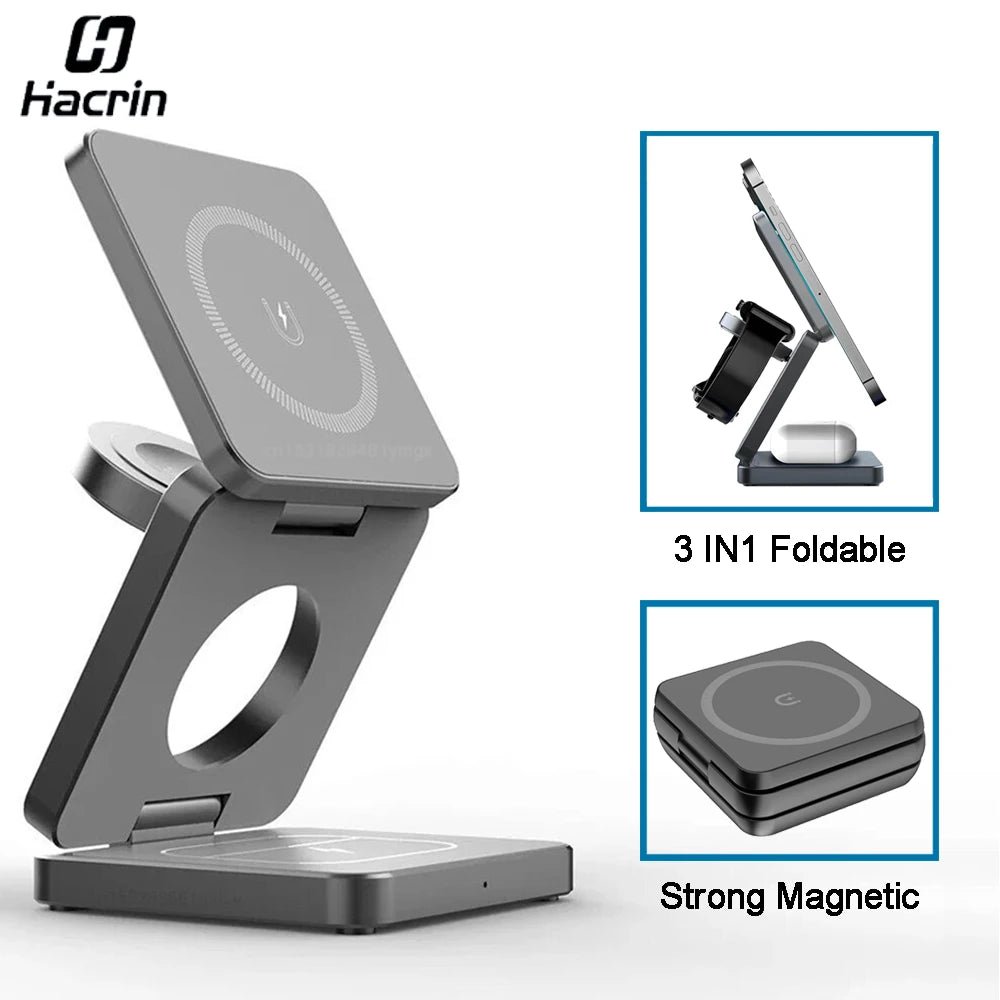 3 in 1 Foldable Magnetic Wireless Charging Station for Iphone - Zyver