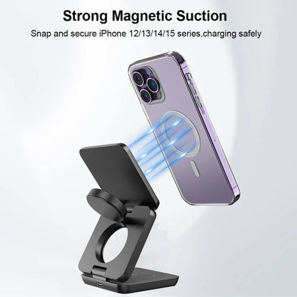 3 in 1 Foldable Magnetic Wireless Charging Station for Iphone - Zyver