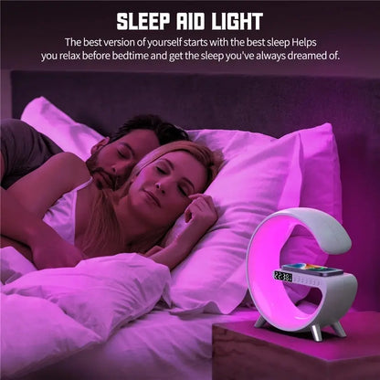 RGB Night Light Lamp Multifunction Alarm Clock with Bluetooth Speaker and Wireless Charger