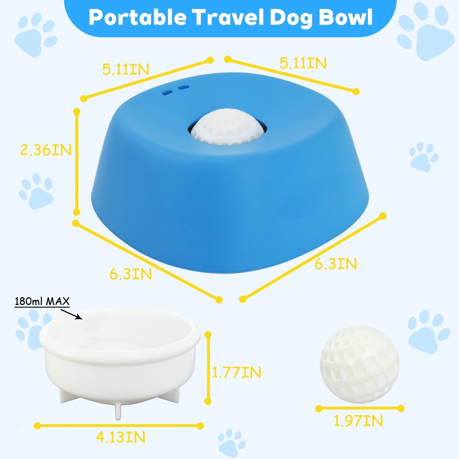 Pet Slow Feeder Non-Slip Spherical Dog Licking Bowl Anti-Choking Dog Bowl Lick Toy For Liquid Treats Bone Broth Yogurt