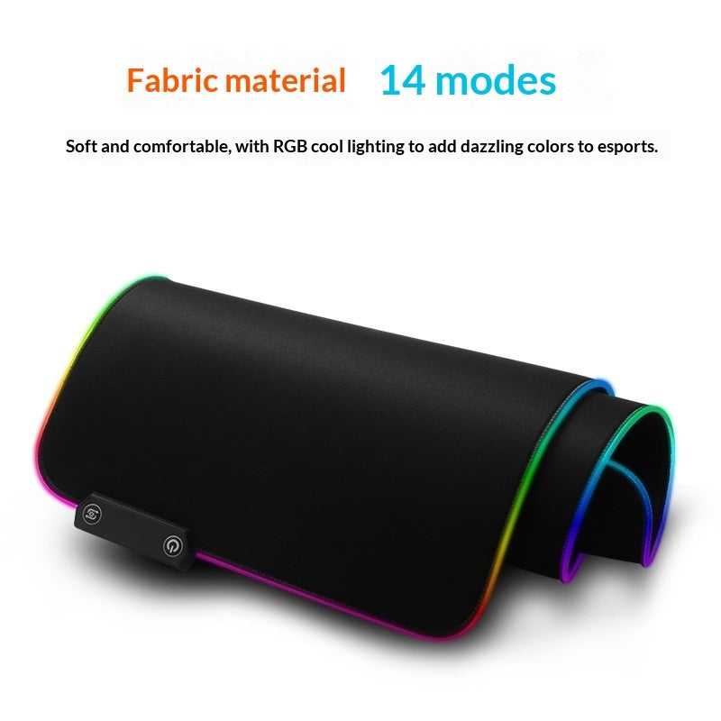 لوحة ألعاب مضيئة سوداء مانعة للانزلاق، متينة، هادئة، مزودة بإضاءة RGB، مناسبة لسطح مكتبك